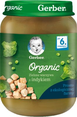 Gerber Organic Zielone warzywa  Z indykiem