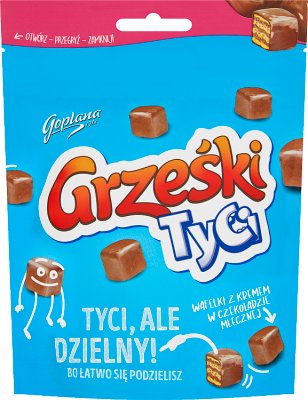 Goplana Grześki Tyci mini wafelki   Z kremem o smaku kakaowym w czekoladzie mlecznej