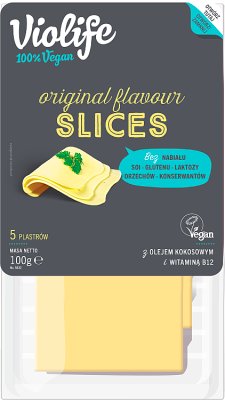 Violife Alternatywa żółtego sera w plastrach 100% vegan, na bazie oleju kokosowego Bez Laktozy