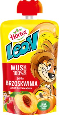 Hortex Leon Mousse manzana melocotón plátano zanahoria calabaza