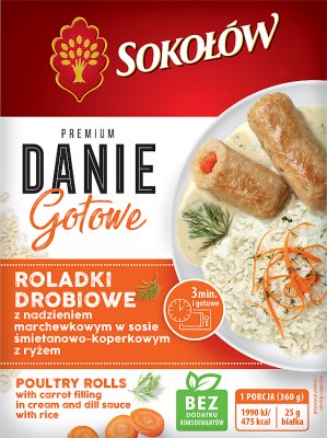 Sokołów Готовое блюдо Рулетики из птицы с морковной начинкой в сливочно-укропном соусе с рисом