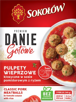 Sokołów Ready-made dish Classic pork meatballs in tomato sauce with rice