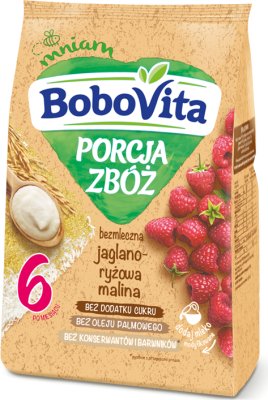 BoboVita Porcja Zbóż kaszka bezmleczna jaglano-ryżowo-malinowa