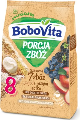BoboVita Porcja Zbóż kaszka bezmleczna 7 zbóż jagodowo-jeżynowa