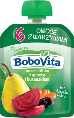 Овощной мусс BoboVita в тубе - сушеная слива с грушей и свеклой