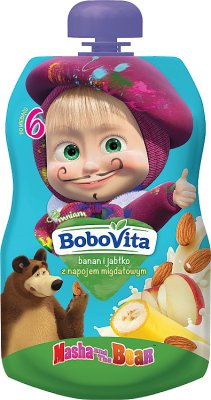 BoboVita Mousse in der Tube Masha & Bear Banane und Apfel mit Mandeldrink