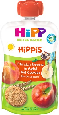 HiPP HiPPiS Manzanas-Melocotones-Plátanos con galletas BIO