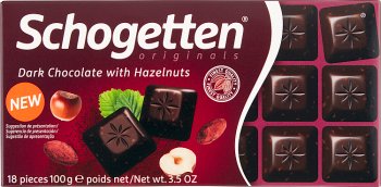Schogetten Dark chocolate with pieces of roasted hazelnuts
