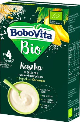 Gachas de arroz y maíz sin lácteos BoboVita BIO con tapioca y plátano