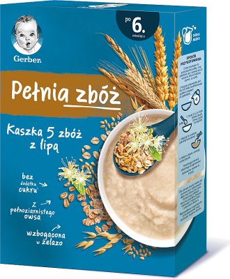 Gerber Pełnia zbóż kaszka 5 zbóż z lipą