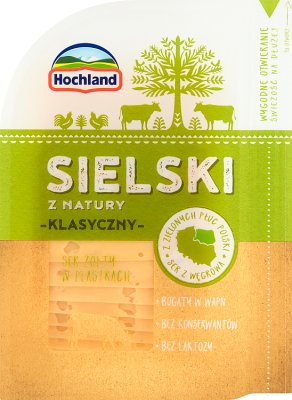 Hochland Sielski - классический желтый сыр, нарезанный ломтиками. Без лактозы.