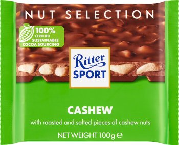 Ritter Sport Milchschokolade mit gerösteten, gesalzenen Cashewnüssen