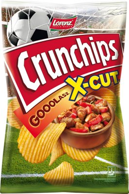 Patatas fritas Lorenz Crunchips X-Cut Gooolasz con sabor a carne