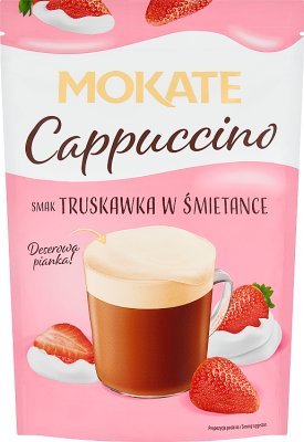 Mokate Cappuccino o smaku truskawki w śmietance - rozpuszczalny napój kawowy w proszku