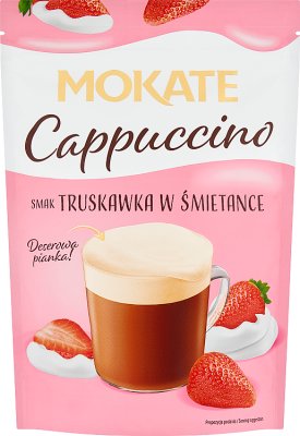 Mokate Cappuccino con sabor a fresa en crema - bebida de café instantáneo en polvo