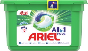 Стиральные капсулы Ariel All и 1 Mountain Spring Для белых и светлых тканей