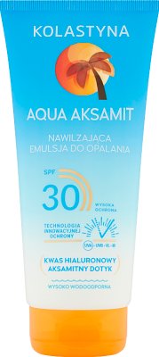 Emulsión hidratante de terciopelo Kolastyna Aqua SPF30 para bronceado