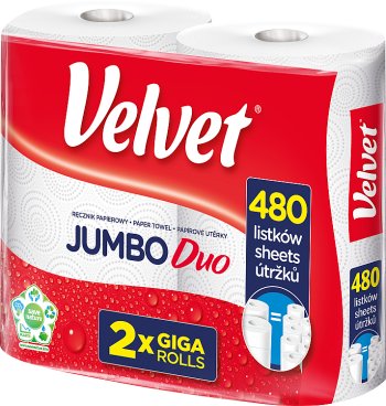 Бумажное полотенце Velvet Jumbo Duo, 2 гига-ролла