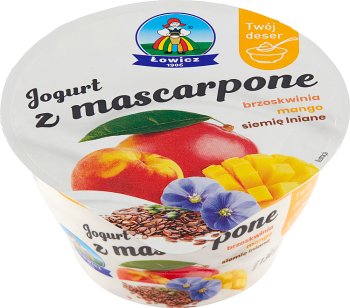 Łowicz Jogurt z mascarpone  brzoskwinia mango siemię lniane