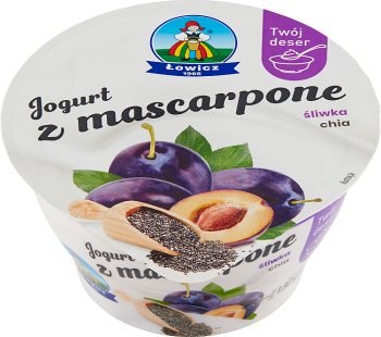 Yogur Łowicz con mascarpone y chía ciruela