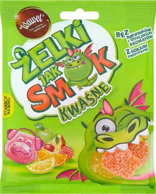 Жевательные конфеты Wawel Sour как дракон с фруктовыми соками