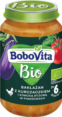 BoboVita BIO obiadek kurczaczek z bakłażanem i komosą ryżową w pomidorach