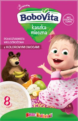 BoboVita whole grain milk porridge with colorful fruit, multi-grain