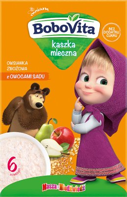 Gachas de avena de leche Bobovita Masha & Niedźwiedź Gachas de cereales con frutos del huerto