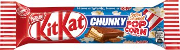 Nestle KitKat Chunky Wafer stick flavored with salted caramel and popcorn