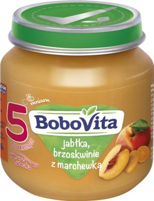 Postre de manzana BoboVita, melocotones con zanahorias