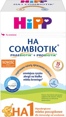 HIPP HA1 COMBIOTIK Hipoalergiczne mleko początkowe dla niemowląt, wersja niemiecka