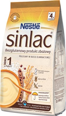 Nestle Sinlac bezglutenowy  produkt zbożowy bez laktozy dla niemowląt