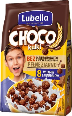 Bolas de cereal de chocolate Lubella Mlekołaki con sabor a chocolate