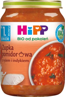 HiPP BIO od pokoleń, Zupka pomidorowa z ryżem i indykiem 
