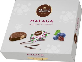Wawel Malaga chocolates stuffed with cream with raisins