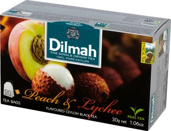 Черный цейлонский чай Dilmah с ароматом персика и личи