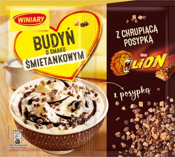 Winiary Pudding with cream flavor with crispy Lion sprinkles