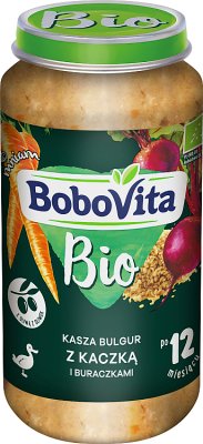 BoboVita BIO Obiadek Kasza bulgur  z kaczką i buraczkami po 12 miesiącu