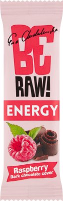 Be Raw! Energy Raspberry baton o smaku malinowym oblany gorzką czekoladą