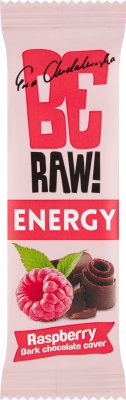 Be Raw! Energy Raspberry bar with raspberry flavor drenched in dark chocolate