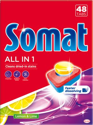 Somat All in 1 Lemon & Lime Tabletten zum Spülen von Geschirr in der Spülmaschine