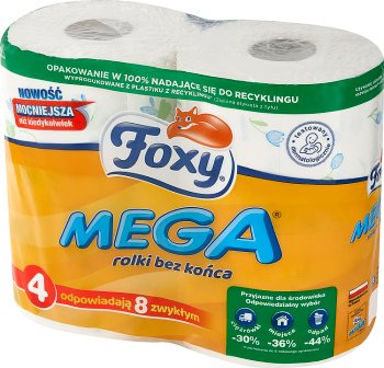 Туалетная бумага Foxi Mega 4 мега рулона