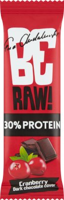 Be Raw! 30% Protein Cranberry Baton proteinowy z żurawiną oblany gorzką  czekoladą