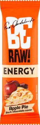 Be Raw! Energy Apple Pie  Baton o smaku jabłkowym z dodatkiem cynamonu , oblany gorzką czekoladą