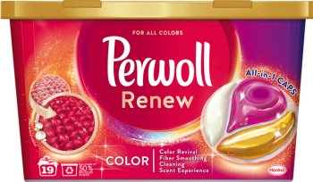 Perwoll Renew Color ist ein konzentriertes Waschmittel zum Waschen von farbigen Textilien