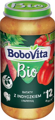 BoboVita Bio Сладкий картофель с индейкой и перцем