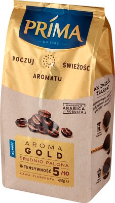Кофе в зернах Prima с ароматом золота, средней обжарки