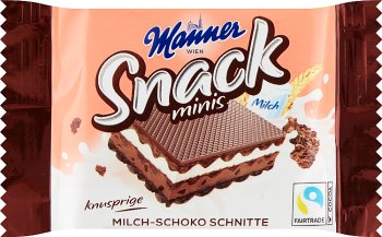 Manner Wafers Snack Minis con sabor a chocolate con leche
