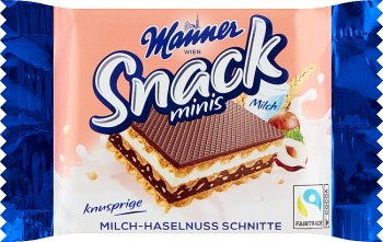 Manner Wafers Snack Minis con sabor a leche y nuez