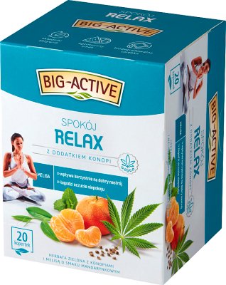 Big-Active Relax Herbata zielona  z konopiami i melisą o smaku mandarynkowym